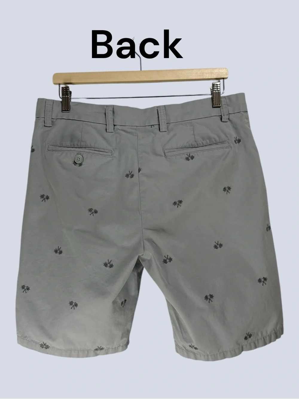 Old Navy Ultimate Slim Chino Shorts Palm Trees Gray Cotton 10” Inseam W33